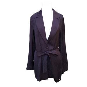 Scotch & Soda Maison Scotch Black Belted Blazer Jacket Drapey Floral Sz Small
